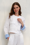 Women Linen Shirt Double Pocket
