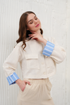 Women Linen Shirt Double Pocket