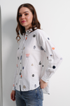 Women Linen Shirt Embroided