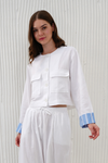 Women Linen Shirt Double Pocket