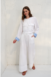 Women Linen Shirt Double Pocket